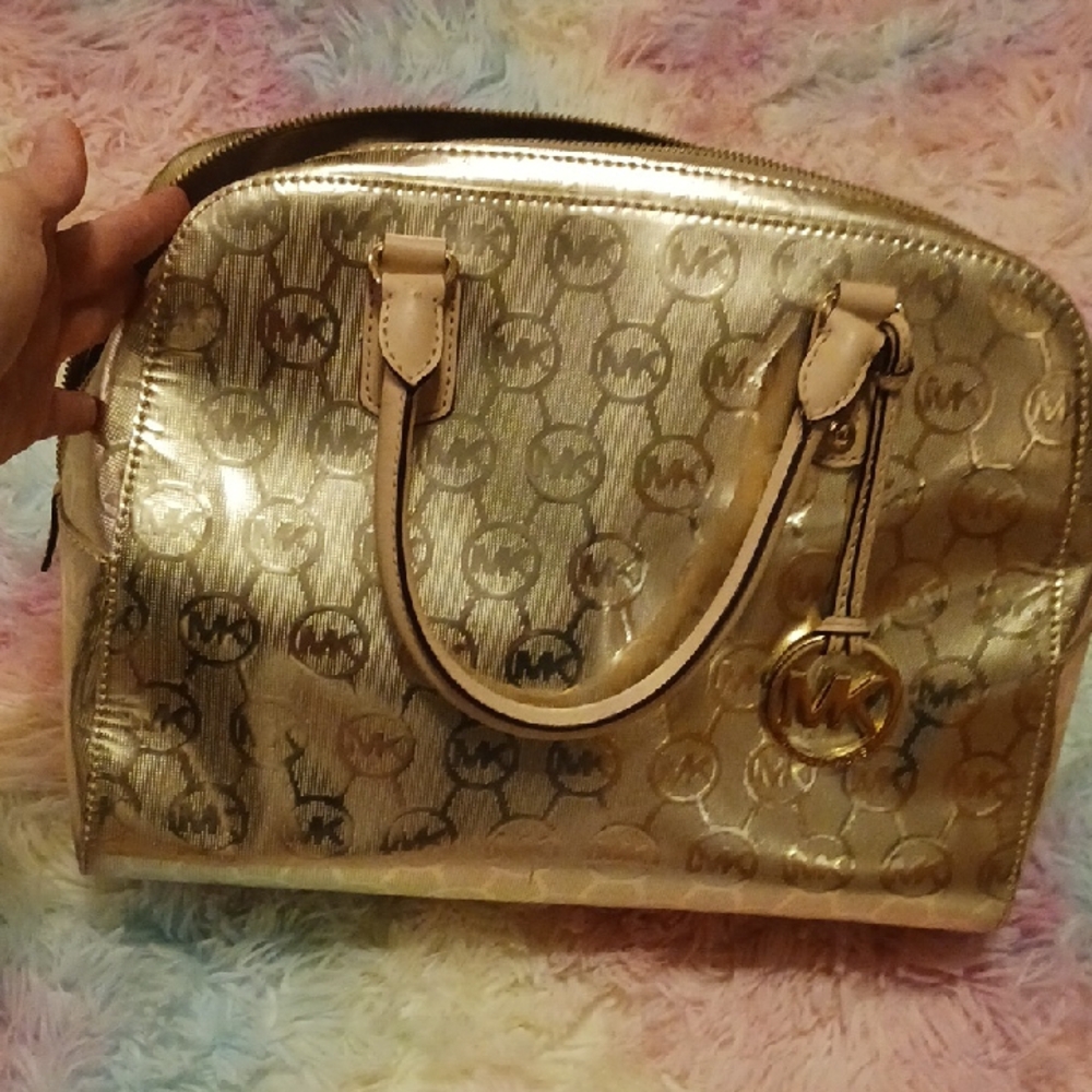 Michael Kors Shimmering Gold Satchel EUC